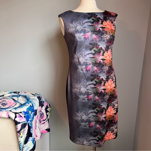 RM LL 6 Multicolor Floral Sleeveless Sheath Dress with Rear Zipper - Picture 8 of 15